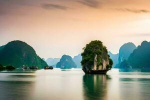 a ha grandes baía dentro Vietnã. gerado por IA foto