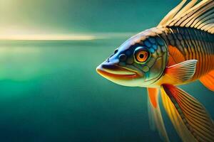 uma peixe com brilhante cores e uma grandes cauda. gerado por IA foto