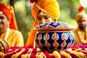 indiano Casamento cerimônia dentro Délhi. gerado por IA foto