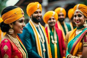 indiano Casamento dentro a cidade. gerado por IA foto