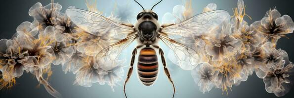 abelhas tórax e asa articulação x raio imagem fundo com esvaziar espaço para texto foto