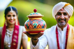 indiano Casamento dentro Mumbai. gerado por IA foto