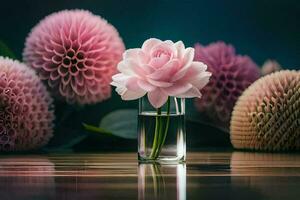 Rosa flores dentro uma vaso com Rosa flores gerado por IA foto