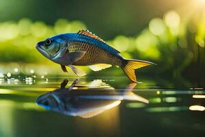 uma peixe é natação dentro a água. gerado por IA foto