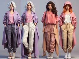 conjunto do roupas estilos a partir de a anos 90 - anos 80 Diversão e colorida roupas generativo ai foto