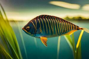 uma peixe é natação dentro a água. gerado por IA foto