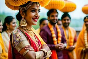 indiano Casamento dentro Mumbai. gerado por IA foto