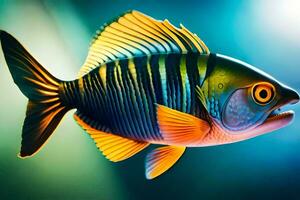 uma peixe com brilhante cores e listras. gerado por IA foto