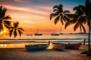 pôr do sol em a de praia dentro porto prata, dominicano república. gerado por IA foto