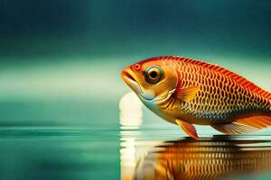 peixinho dourado, a água, reflexão, peixe, a água, hd papel de parede. gerado por IA foto