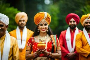 indiano Casamento dentro a cidade. gerado por IA foto