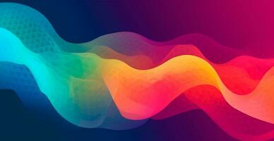 colorida abstrato onda linhas corrida horizontalmente em Sombrio fundo, digital mundo - ai gerado imagem foto