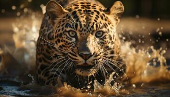 majestoso listrado tigre olhando fixamente, beleza dentro natureza, selvagem animal retrato gerado de ai foto