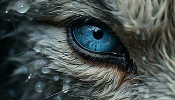 fofa cachorro olhando às Câmera com molhado azul animal olho gerado de ai foto