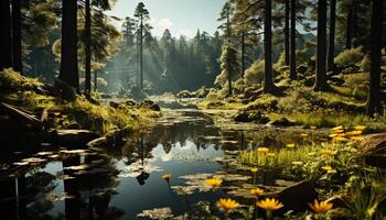 tranquilo cena natureza beleza refletido dentro outono tranquilo águas gerado de ai foto