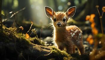 fofa pequeno mamífero olhando às Câmera dentro verde floresta Prado gerado de ai foto