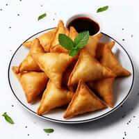 tentador samosa deleite imagens do delicioso prato generativo ai foto