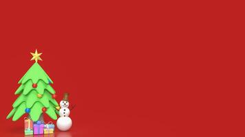 a boneco de neve e Natal árvore para feriado conceito 3d Renderização foto