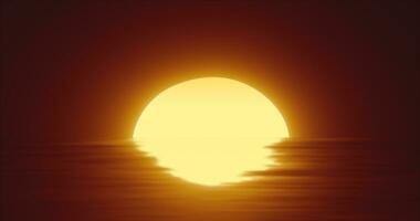 abstrato laranja Sol sobre água e horizonte com reflexões fundo foto