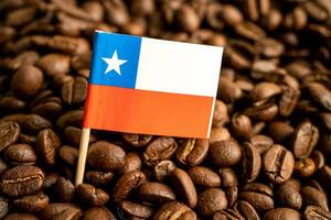 bandeira do chile no grão de café, conceito de comércio on-line de comércio de exportação de importação. foto