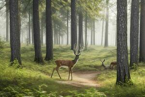 veado dentro floresta. ai generativo pró foto