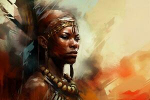 africano mulher Guerreiro tribo. gerar ai foto