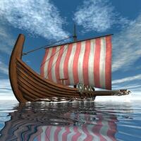 drakkar ou viking navio - 3d render foto