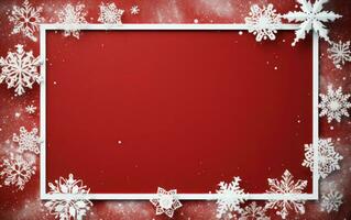moderno vermelho Natal feriado papel de parede. vermelho Natal fundo com flocos de neve foto