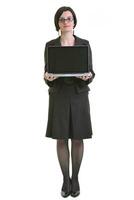 mulher de negócios trabalhando no laptop isolado no branco foto
