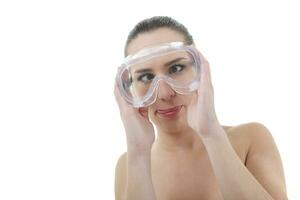 óculos de proteção mulher foto