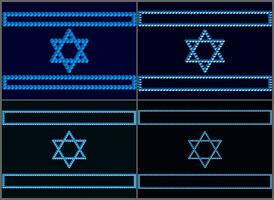 israelense bandeiras em uma Sombrio triste fundo. símbolos do Israel Sediada em a Penrose triângulo. monolítico base do israelense símbolos Sediada em incomum figuras com violações do a leis do geometria foto