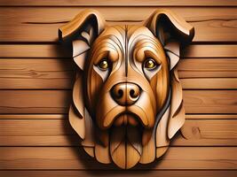 ilustração do uma cachorro cabeça com uma de madeira textura foto