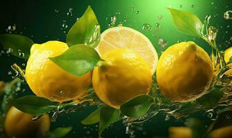 espirrando fresco citrino fruta conceito. criada de ai foto