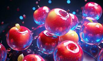 abstrato vibrante vermelho maçãs com uma lustroso brilho. ai generativo foto