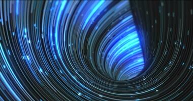 abstrato energia azul rodopiando curvado linhas do brilhando mágico listras e energia partículas fundo foto