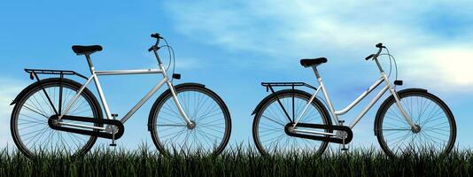 masculino e fêmea bicicletas - 3d render foto
