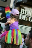 pequeno menina às a gay orgulho 2011, Genebra, Suíça foto