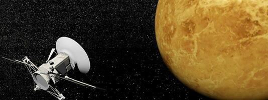 Magalhães nave espacial perto Vênus planeta - 3d render foto