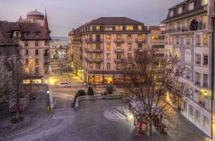 parque e velho edifícios, Genebra, Suíça - hdr foto