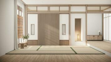 Japão estilo ,vazio quarto decorado dentro branco quarto Japão interior. foto