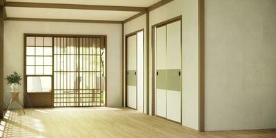 a corredor limpar \ limpo japonês minimalista quarto interior, 3d Renderização foto