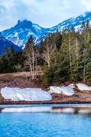 últimos resquícios do inverno. Parque provincial de Bow Valley. Alberta, Canadá