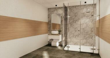 a banho e banheiro em banheiro japonês wabi sabi estilo .3d Renderização foto