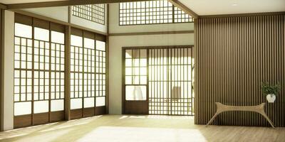 a corredor limpar \ limpo japonês minimalista quarto interior, 3d Renderização foto