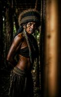 foto do selvagem bárbaro tribal dentro a selva , generativo ai