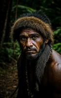 foto do selvagem bárbaro tribal dentro a selva , generativo ai