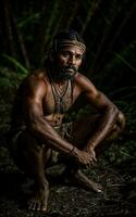 foto do selvagem bárbaro tribal dentro a selva , generativo ai