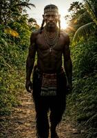 foto do selvagem bárbaro tribal dentro a selva , generativo ai