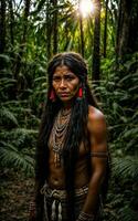 foto do selvagem bárbaro tribal dentro a selva , generativo ai