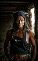 foto do selvagem tribal mulher dentro a selva, generativo ai